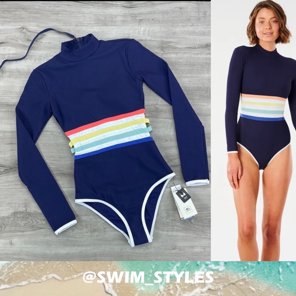 ☀️RIP CURL☀️ RETRO 70’s SAYULITA STR GOOD LONG SLEEVE ONE PIECE - Picture 1 of 16